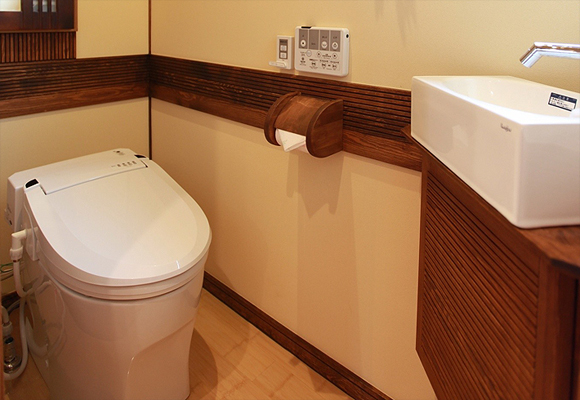 無垢材を使ったインテリアを紹介 洗面 トイレ トイレ 手洗いコーナー 夢ハウス